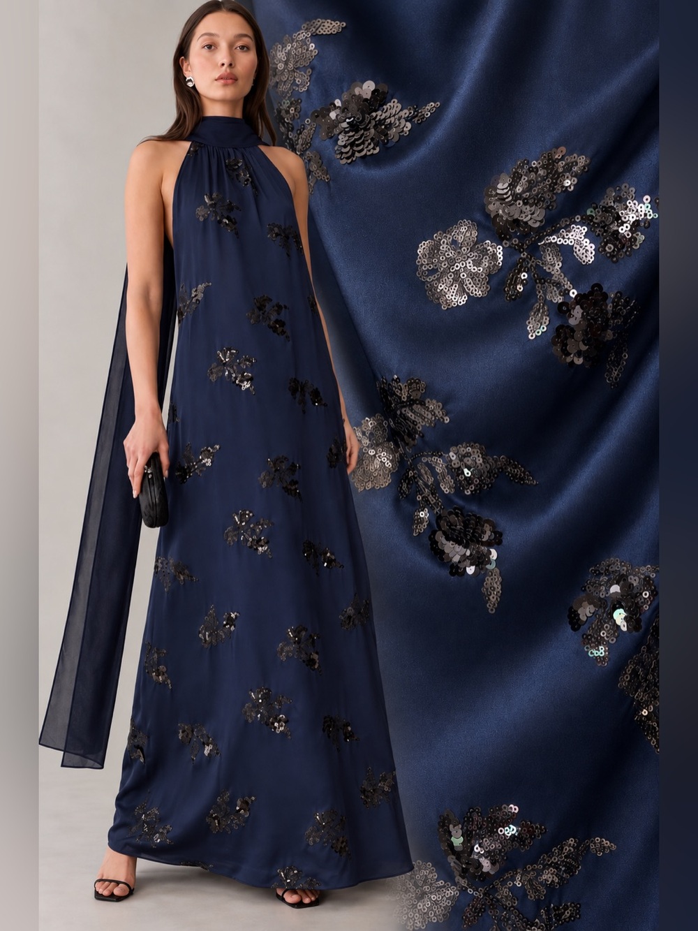 NWT o.p.t Alessia Sequin Embellished Midnight Sapphire Few Moda Dress L, M,S,XS